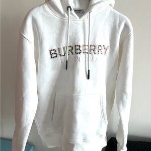 Burberry White Hoodie with Embroidered Logo